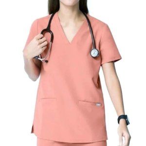 Figs Casma Coral Three Pocket Scrub Top XS